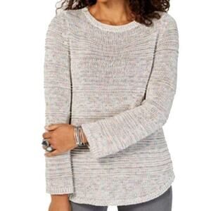 Style & Co Mixed Stitch Sweater Size XL Beige Hints of Blue/Pink New